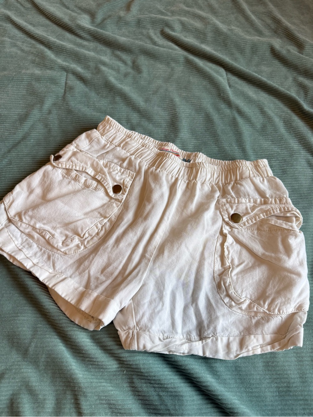 Vintage Havana Cream Utility Pocket Elastic-Waist Shorts